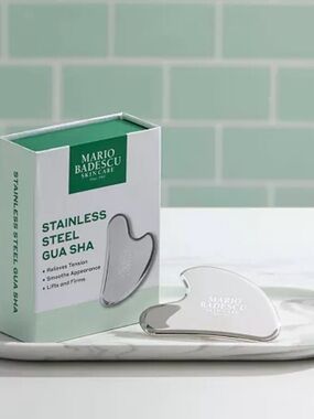 Mario Badescu Silver Stainless Steel Gua Sha - new in box